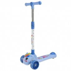Самокат детский 3-х колес складной, колеса PU муз, батар., свет, звук (ГОЛУБОЙ)