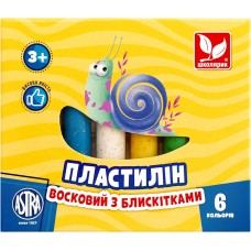 Пластилін круглий з блискітками 6 кольорів