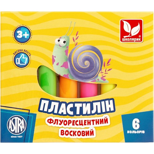 Пластилін флуоресцентний 6 кольорів (школярик)