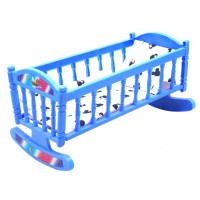 Кроватка с постелью, голубая