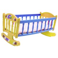 Кроватка с постелью, желто-голубая