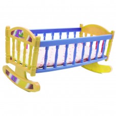 Кроватка с постелью, желто-голубая