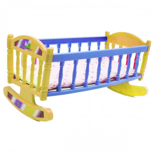 Кроватка с постелью, желто-голубая (MiC)