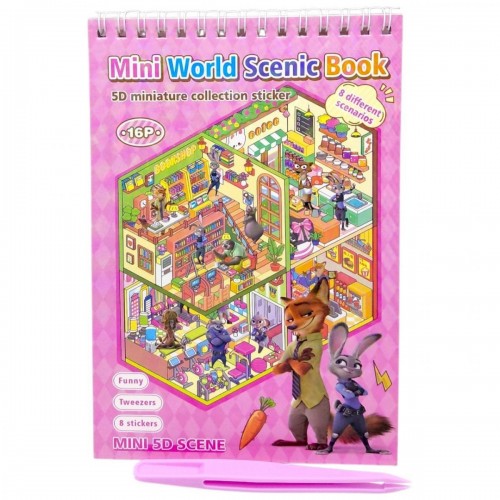 Roombook(Румбук) 8 локацій і наліпки до них "Зоотрополіс" (МАЛИНОВИЙ) (MiC)