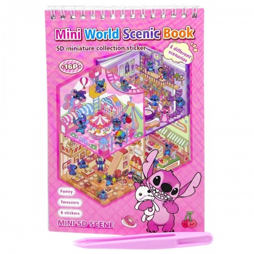 Roombook(Румбук) 8 локацій і наліпки до них "STITCH/Стіч" (РОЖЕВИЙ) (MiC)