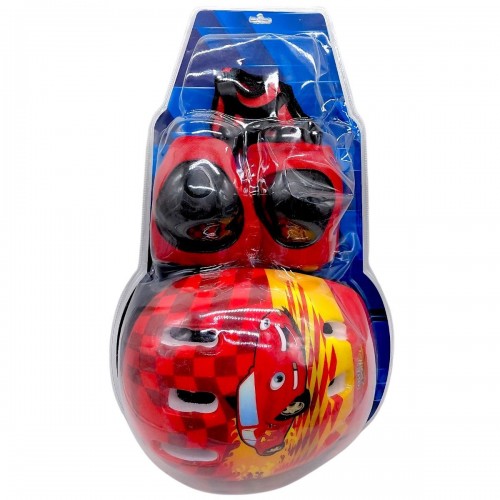 Набір захисного спорядження (шолом, наколінники, налокітники, захист долонь) "Тачки" (ЧЕРВОНИЙ) (MiC)