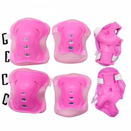 Захисний набір, налокітники, наколінники, запястя, у сітцІ (РОЖЕВИЙ) (MiC)