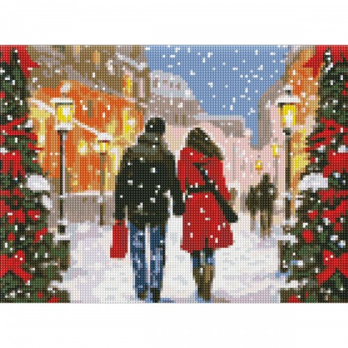 Алмазна мозаїка "Різдвяна атмосфера", (30х40 см) (Ідейка)