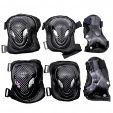 Захисний набір: налокітники, наколінники, запʼястя, у сітці (ЧОРНИЙ)