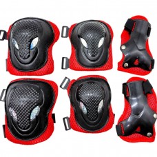 Захисний набір: налокітники, наколінники, запʼястя, у сітці (ЧЕРВОНИЙ)