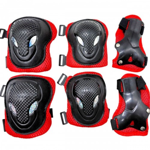 Захисний набір: налокітники, наколінники, запʼястя, у сітці (ЧЕРВОНИЙ) (MiC)