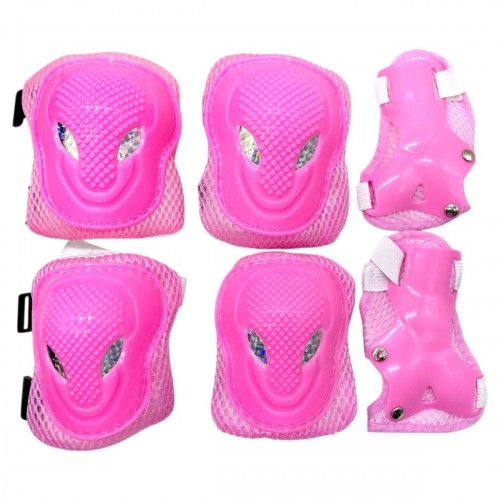 Захисний набір: налокітники, наколінники, запʼястя, у сітці (РОЖЕВИЙ) (MiC)