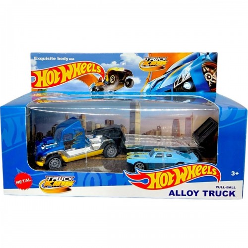 Металевий тягач з машинкою на причепі (СИНІЙ) (MiC)