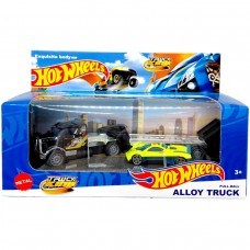 Металевий тягач з машинкою на причепі (ЧОРНИЙ)