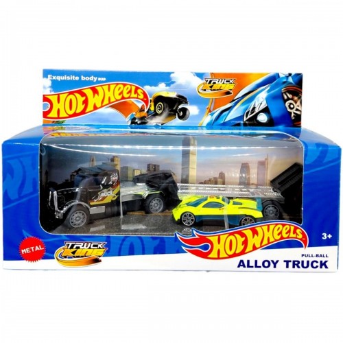 Металевий тягач з машинкою на причепі (ЧОРНИЙ) (MiC)