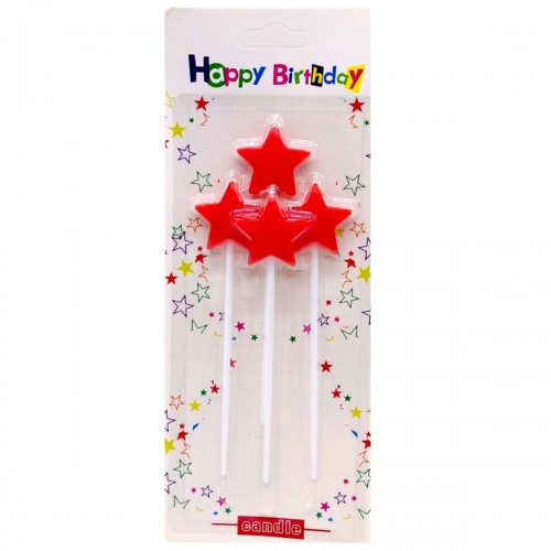 Набор свечей для торта Звездочки 4шт (КРАСНЫЕ) (MiC)