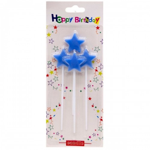 Набор свечей для торта Звездочки 4шт (СИНИЕ) (MiC)
