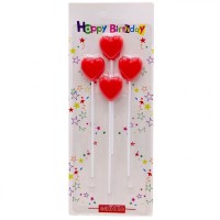 Набор свечей для торта Сердечки 4шт (КРАСНЫЕ)