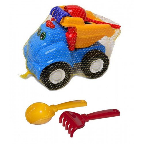 Машина "Смайл самоскид" №1 (синя) + грабельки і лопатка (Colorplast)