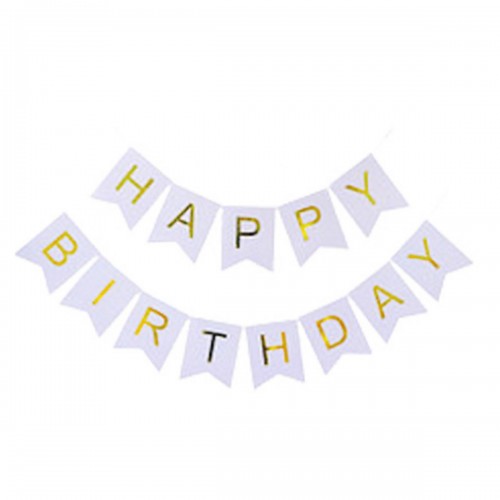 Гірлянда-розтяжка прапорці "Happy birthday" 12*16см-5м, срібло (MiC)