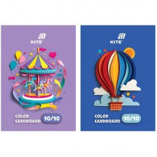 Картон кольоровий одностор. А5 (10арк/ 10кол), слайдер, Kite