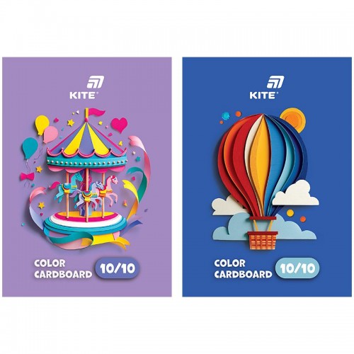 Картон кольоровий одностор. А5 (10арк/ 10кол), слайдер, Kite (Kite)