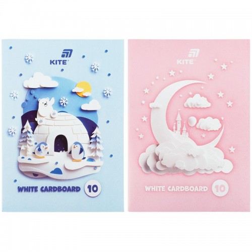 Картон білий односторонній А4 (10арк), папка, Kite (Kite)