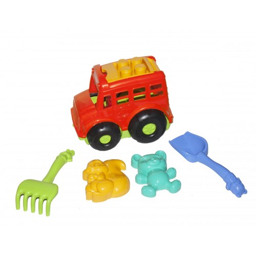 Автобус "Бусик" с песочным набором, красный (Colorplast)