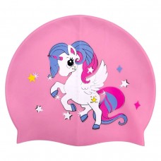 Шапочка для плавания силиконовая, в пакете «ЕДИНОРОГ» (РОЗОВАЯ)
