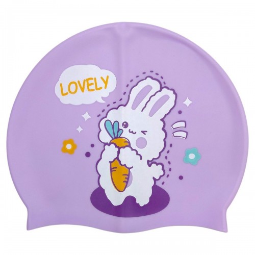 Шапочка для плавания силиконовая, в пакете "ЗАЕЦ" (СИРЕНЕВАЯ) (MiC)