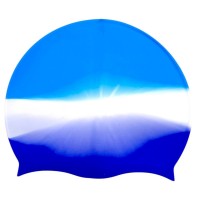 Шапочка для плавания силиконовая, в пакете (сине-голубая)