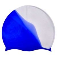 Шапочка для плавания силиконовая, в пакете (СИНЕ-БЕЛАЯ)
