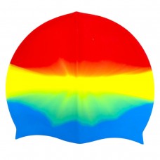 Шапочка для плавания силиконовая, в пакете (КРАСНО-РАДУЖНАЯ)