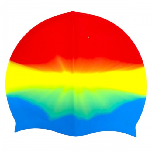 Шапочка для плавания силиконовая, в пакете (КРАСНО-РАДУЖНАЯ) (MiC)