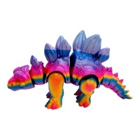 Игрушка подвижная 3D Динозавр 18 см, Стегозавр (Радужный)
