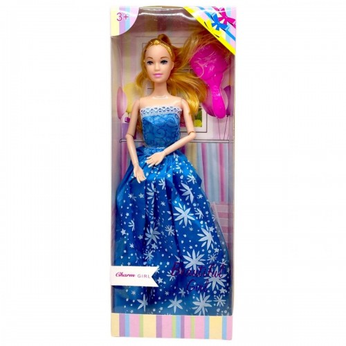 Лялька у святковій сукні з бантом (БЛАКИТНА) (MiC)