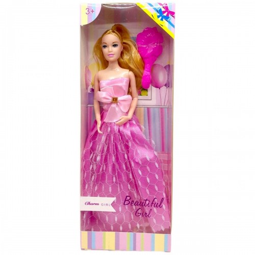 Лялька сукні з бантом святкова (РОЖЕВА) (MiC)