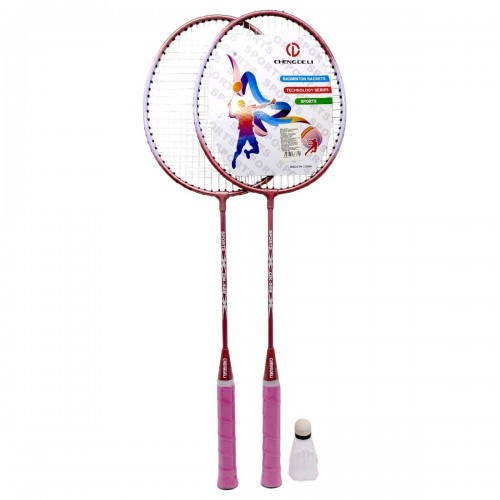 Бадминтон 65 см, в сумке с воланом (РОЗОВЫЙ) (MiC)