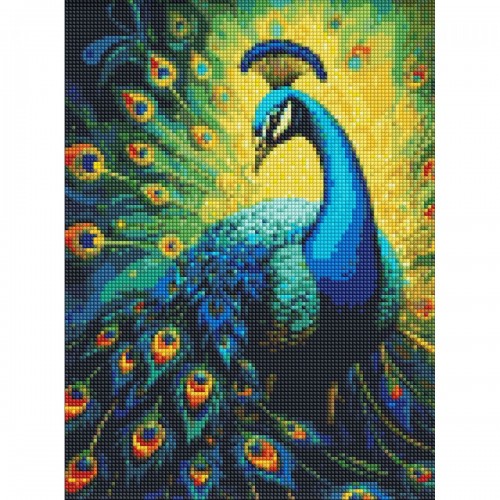 Алмазна мозаїка без підрамника "Витончений павич" 30х40 см (Ідейка)