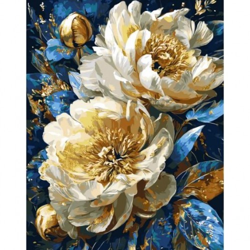 Картина по номерам с красками металлик "Королевские пионы" 40*50 см (Origami)