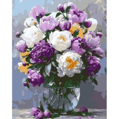 Картина за номерами "Букет півоній у вазі" 40*50 см (Origami)