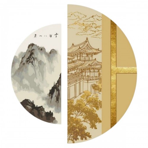 Картина по номерам с красками металлик "Японский дух" (полукруга 50 см, 70 см) (Origami)