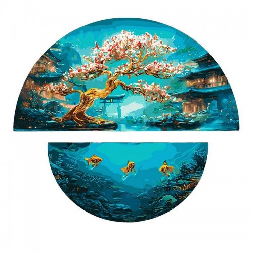 Картина по номерам с красками металлик "Магия двух миров" (полукруга 50 см, 70 см) (Origami)