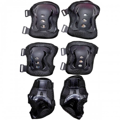 Защитное снаряжение: нарукавники, наколенники с липучками в сетке (ЧЕРНЫЙ) (MiC)