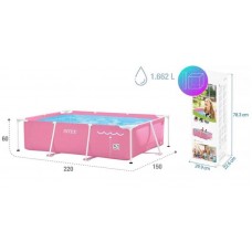 Intex Басейн каркасний від 6 років, 220х150х60 см, об`єм 1662 л, вага 15,2 кг