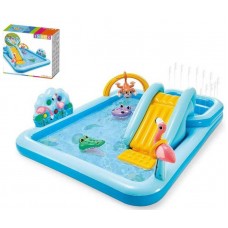 Intex Ігровий центр Пригоди в джунглях, від 3 років, гірка, гра в кільця та кульки, розмір 257х216х84см