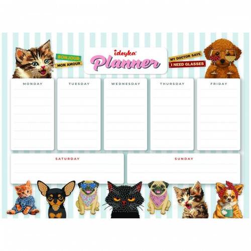 Планер на магнітній основі з алмазною мозаїкою "Домашні улюбленці" 32х40см (Ідейка)