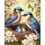 Картина по номерам "Семья синиц в цвете" 40х50см (Ідейка)