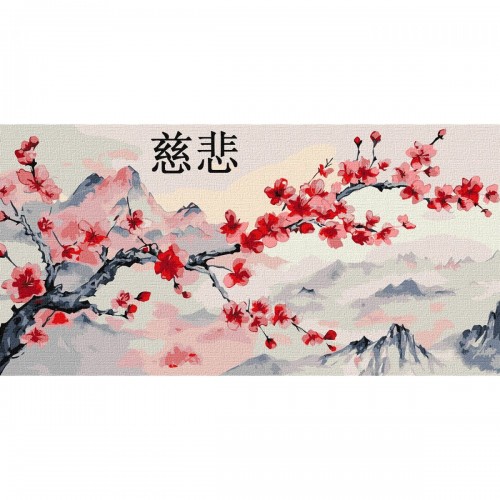 Картина по номерам "Ветка сакуры" 40х80см (Ідейка)