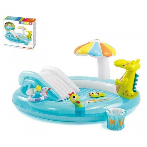 Intex Ігровий центр Алігатор (3) від 2 років, 160л, розпилювач, гірка, 201х170х84см, в коробці (Intex)